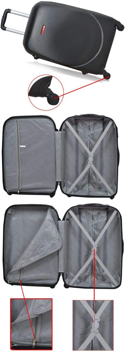 HighFlyer CURVE Series 3 Pc Trolley Hard Luggage Bag Set - Black